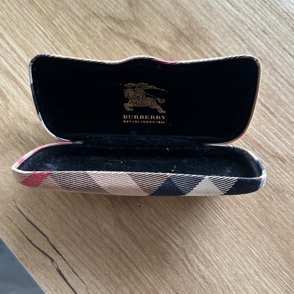 Burberry Plaid Glasses Case - Black, White, Tan - Picture 2 of 4